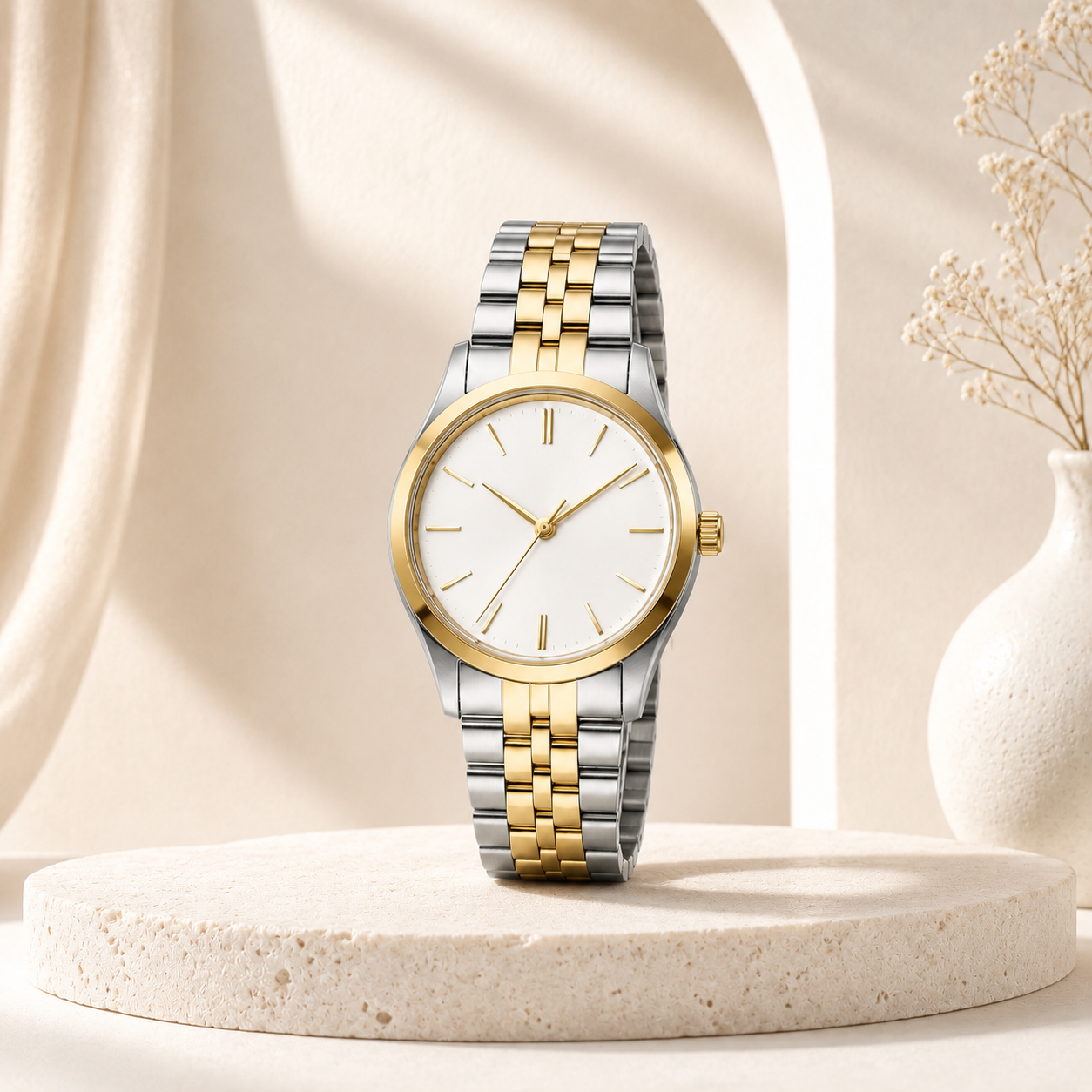Two-Tone Stainless Steel Watch for Everyday Style, Work & Casual Wear