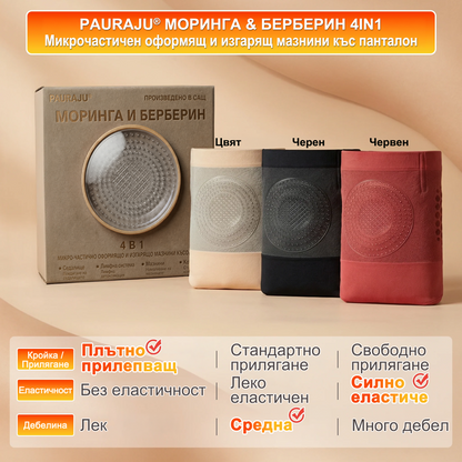 🏆🏆Официален магазин на марката | PAURAJU® 2026 Микрочастични оформящи и изгарящи мазнини шорти 4-в-1 с Моринга и Берберин