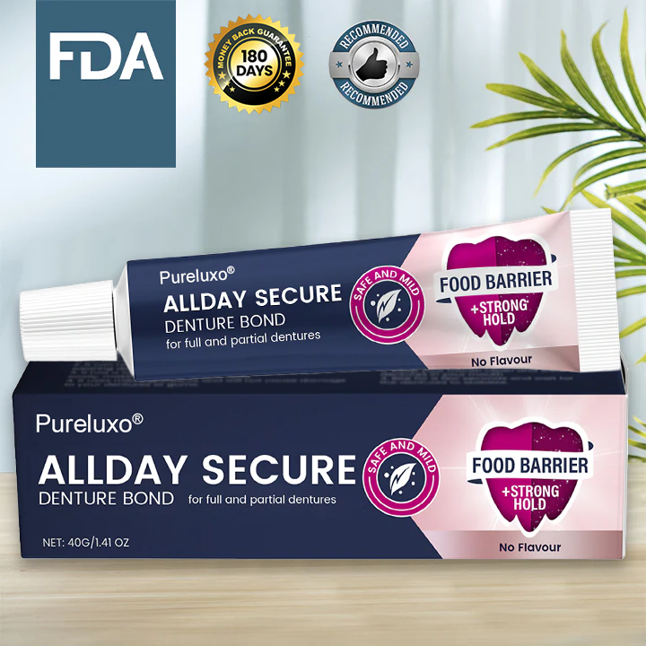 Pureluxo® Цялодневен Сигурен Залепващ Крем за Протези