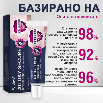Pureluxo® Цялодневен Сигурен Залепващ Крем за Протези