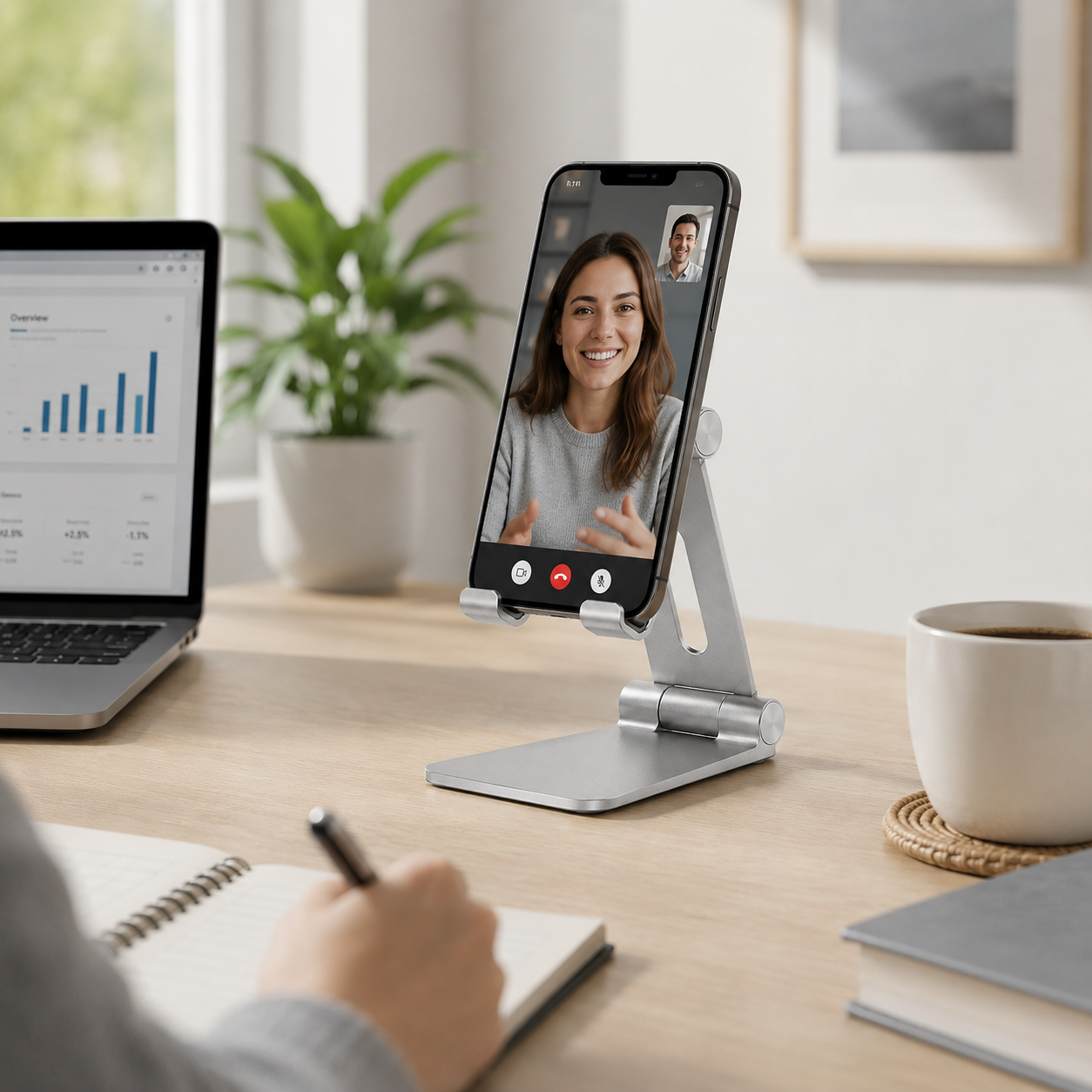 Adjustable Foldable Phone Stand for Desk, Kitchen & Office