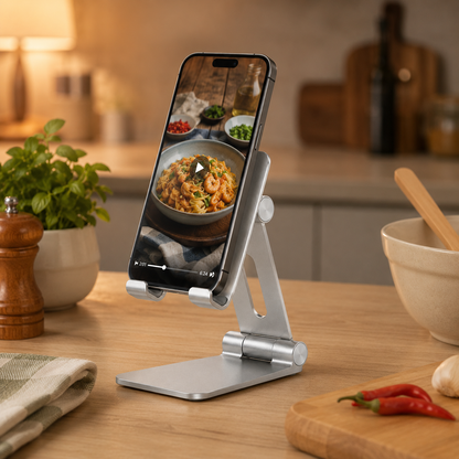 Adjustable Foldable Phone Stand for Desk, Kitchen & Office