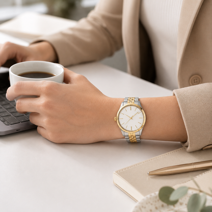 Two-Tone Stainless Steel Watch for Everyday Style, Work & Casual Wear