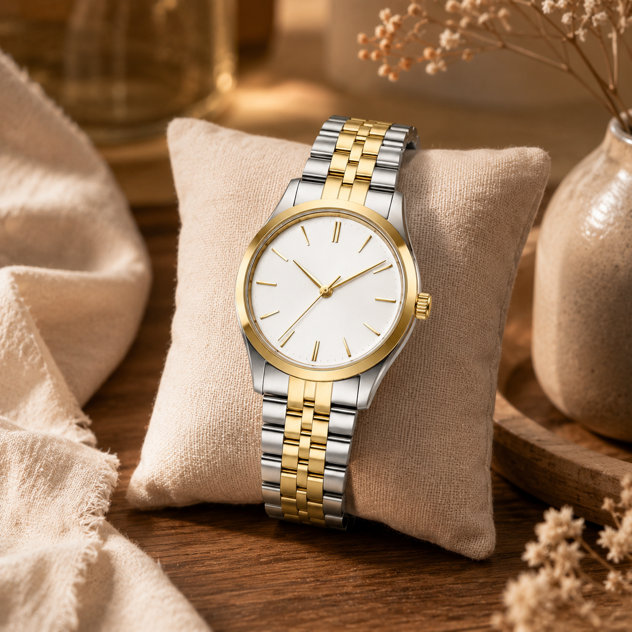 Two-Tone Stainless Steel Watch for Everyday Style, Work & Casual Wear