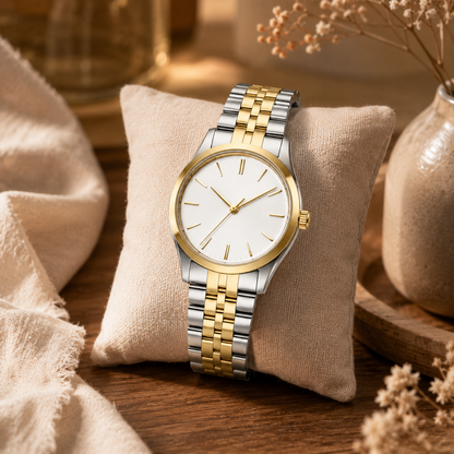 Two-Tone Stainless Steel Watch for Everyday Style, Work & Casual Wear