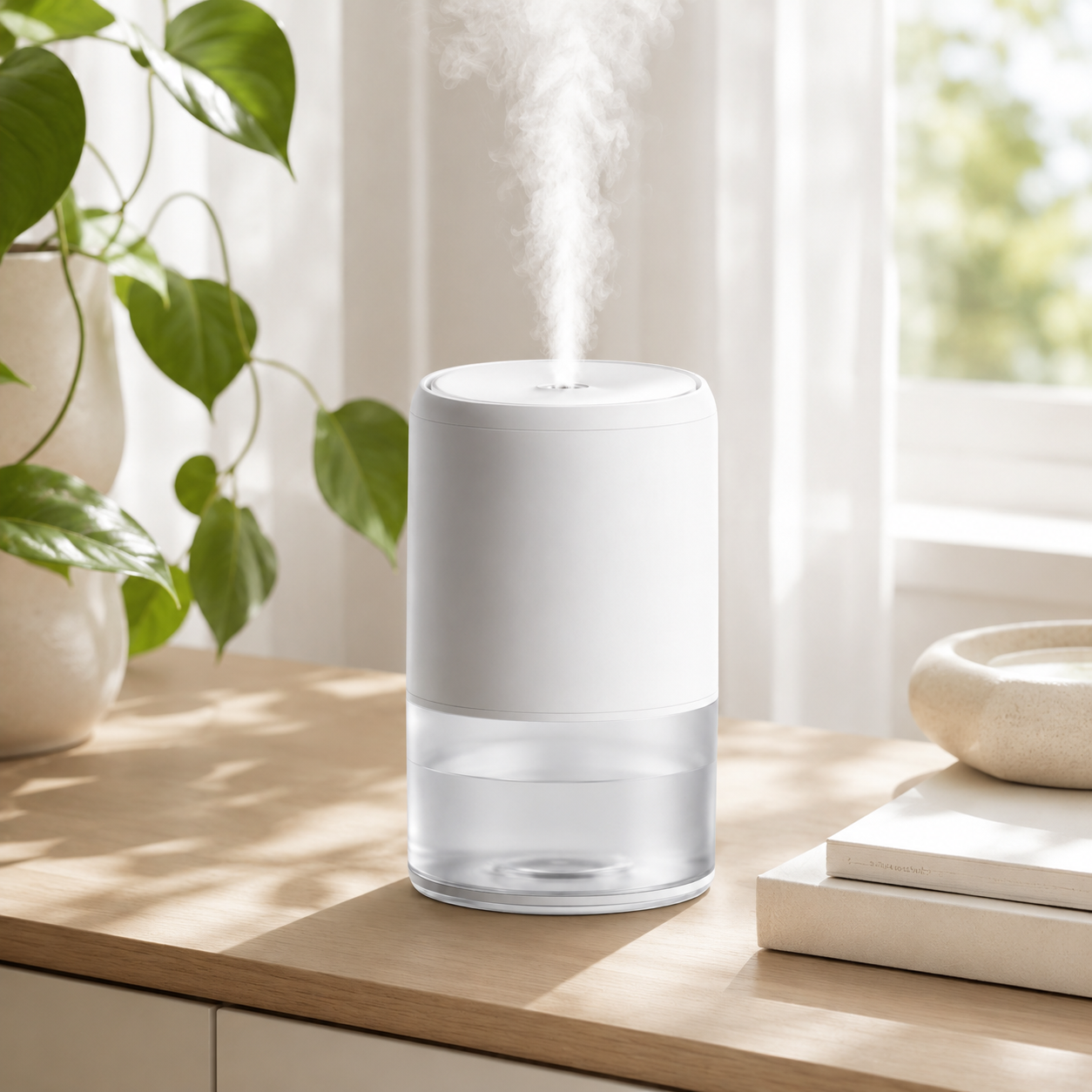 Compact Cool Mist Humidifier for Bedroom, Desk & Home